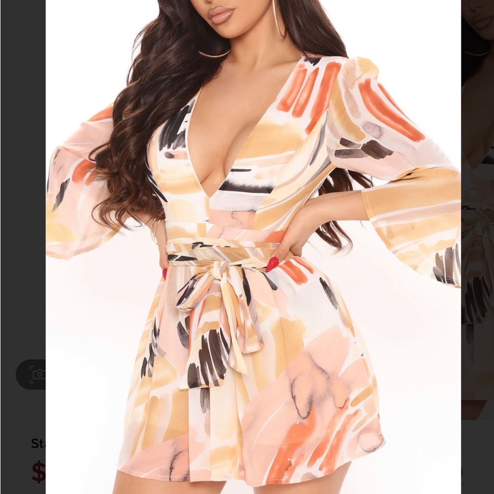 Fashion Nova Stay Beautiful Flowy Romper Large Rust